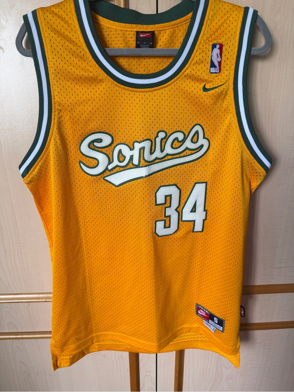 Retro Nike Seattle SuperSonics Ray Allen #34 Yellow Basketball Jersey